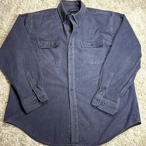 Lands’ End Men's traditional fit, thick flannel shirt, Blue, size XL